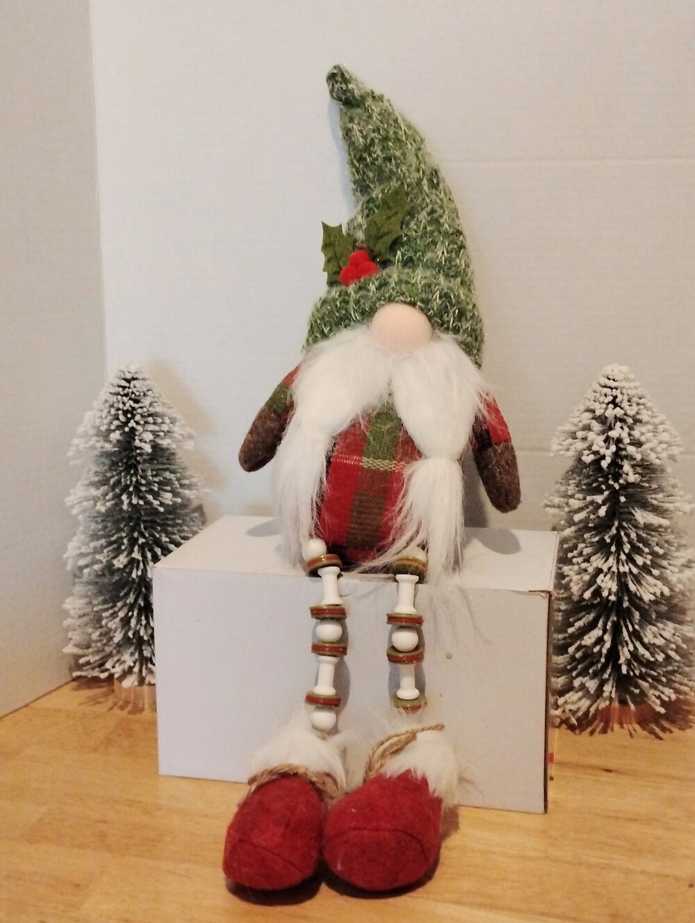 Festive Tall 18" Red & Green Holiday Gnome Shelf Sitter Home Décor